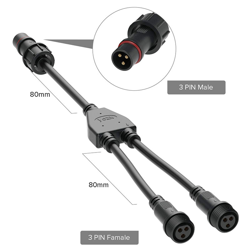 Large 2/3/4/5 Pin 1-to-2 IP68 Waterproof Wire Cable Splitter Connector Large 2/3/4/5 Pin 1-to-2 IP68 Waterproof Wire Cable Splitter Connector
